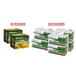 GET Exclusive Discounts on  REMINGTON 124 GRAIN +P BONDED JHP 40RDS & 115 GRAIN FMJ 600RDS - 640 ROUNDS TOTAL