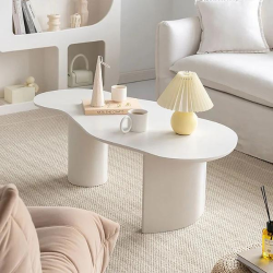 HURRY UP Clearance Sale is Live Now 47 Japandi Funky Wood Coffee Table Abstract Cloud Shaped in White